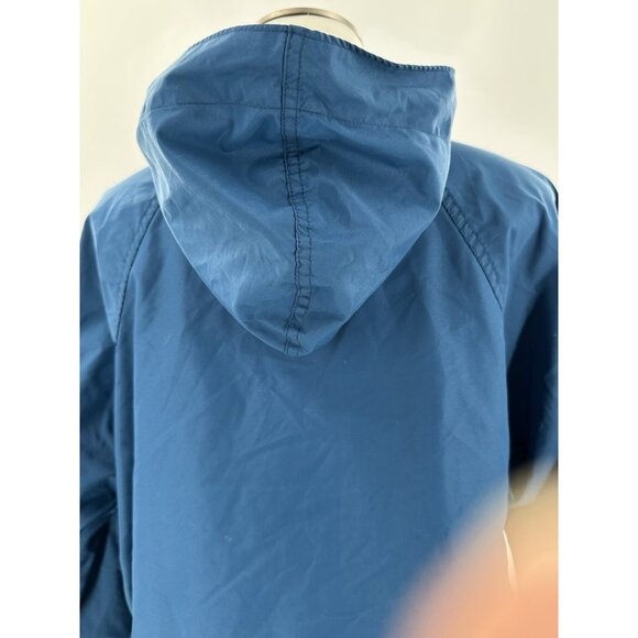 L.L. Bean Women's Pullover 1/4 Zip Windbreaker Jacket Blue Hood Medium Pocket - Picture 9 of 11